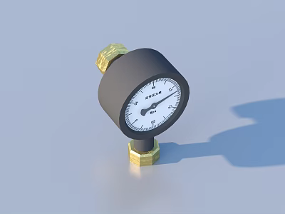 Black Dial ASHCROFT Pressure Gauge With Golden Fittings And Clear Scale 3d model