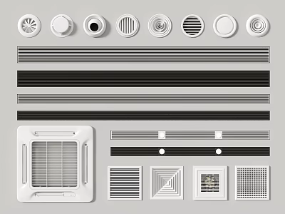 Variety Of Air Conditioner Vent Types Displayed 3d model