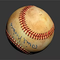 Autographed Baseball Sports Equipment With Red Stitching And Handwritten Signatures