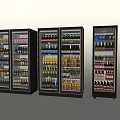 Multiple Glass Door Display Refrigerators For Commercial Beverage Storage With Various Drinks 3d model