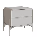 Modern Beige Bedside Table With Two Drawers And Wooden Legs Clean Design