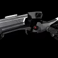 Futuristic Sci Fi Metallic Motorcycle With Sleek Aerodynamic Body And Red Accent Lights