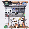 Organized Hardware Tools Storage with Pegboard Hooks Power Drills and Hand Tools on Shelf 3d model
