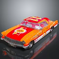 Vintage Orange And Red Race Car With Shell Logo And Number 11