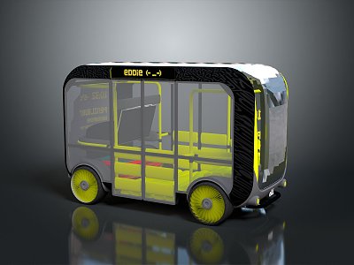 minibus minivan driverless bus school bus van box car 3d model