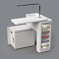 White Functional Desk With Storage Cabinet Tabletop And Colorful Nail Polish Display Shelf