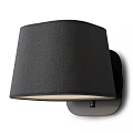 Modern Minimalist Round Black Textured Fabric Shade Wall Mounted Interior Lighting Lamp