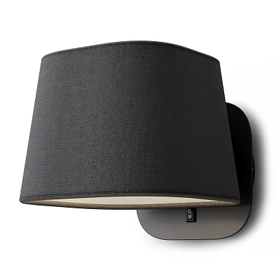 Modern Minimalist Round Black Textured Fabric Shade Wall Mounted Interior Lighting Lamp 3d model