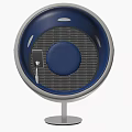 Modern Leisure Chair Spherical Design With Blue Upholstered Seat And Gray Metal Base