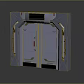 Futuristic Architectural Metal Door Design With Double Panels And Structural Vents 3d model