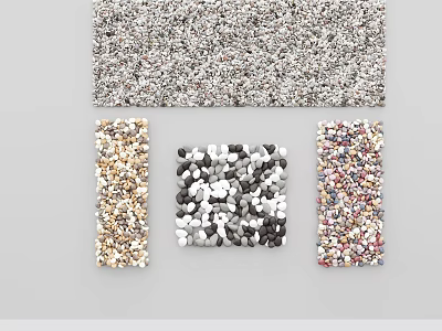 Beautiful Garden Landscape Featuring Various Colored Pebbles And Decorative Gravel Materials 3d model