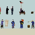 Many People in Traditional Clothing Carrying Baskets and Trading Goods