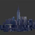 Cartoon City Scene 3D Model With Skyscrapers And Tall Spire Building