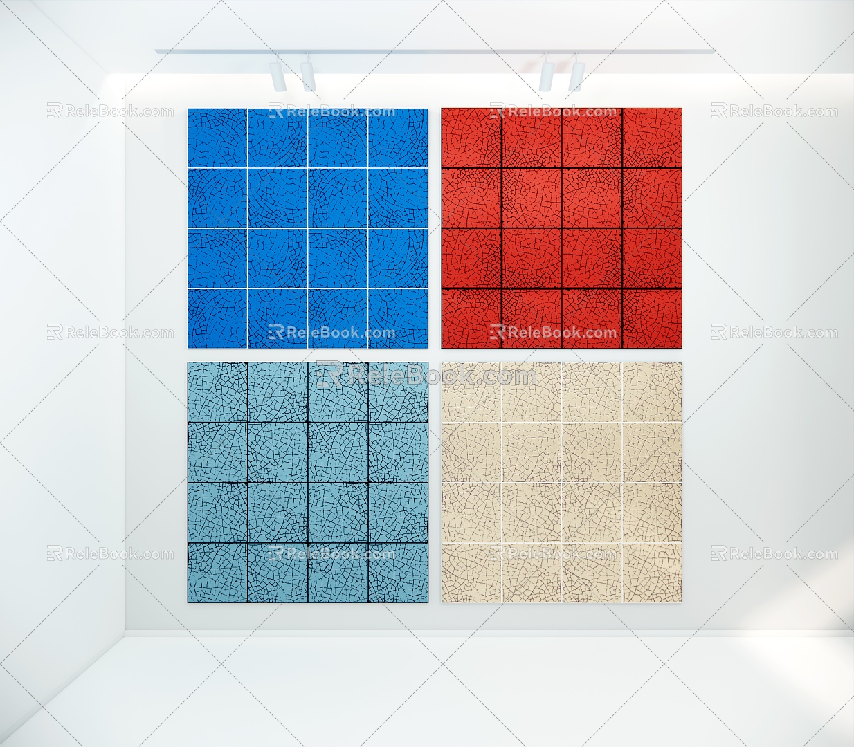 Blue and White Porcelain Texture Seamless Tile Solid Color Mosaic Porcelain Crushed Texture 3d model