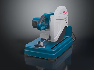 BOSCH Industrial Chop Saw With Blue Base White Blade Guard And Circular Cutting Blade 3d model