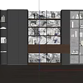 Modern Built in Bookcase with Open Shelves Dark Wood Panels and Decor Items Lighting