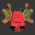 Cute Cartoon Game Movie Character With Red Body Large Black Eyes And White Antenna