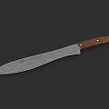 Tactical Knife With Wooden Handle And Engraved Metal Blade Design