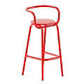 Stylish Red Bar Stools With Curved Backrest And Metal Frame Design 3d model