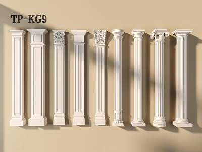 White Roman Columns with Various Classic Architectural Designs for Interior Decor 3d model