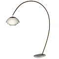 Modern Floor Lamp With Arched Metal Stand And Multiple White Layered Lampshades