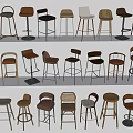 Various Design Bar Stools in Different Colors with Modern Styles and Wooden Metal Frames