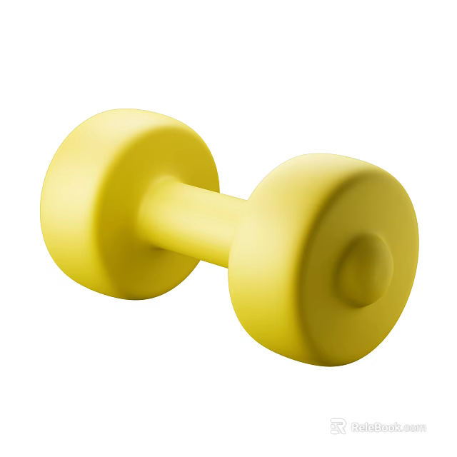 Yellow Rubber Fitness Dumbbell Hand Weight For Home Gym Training Equipment 3d model 