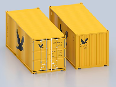 Yellow Container Building With Two Yellow Containers And K LINE Black Logo 3d model