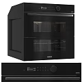 Modern Black Stainless Steel Kitchen Appliances Featuring Refrigerator And Ovens