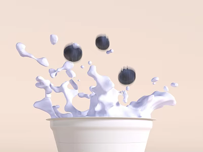 Bubble Tea Shop Featuring Fresh Blueberry And Creamy Milk Splash Delicious Drink 3d model