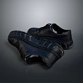 Pair Of Black Leather Casual Shoes With Textured Sole For Daily Wear