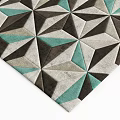 Modern Square Rug With Turquoise Gray Black And Beige Geometric Pattern Design 3d model