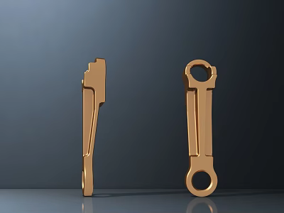 Golden Metal Door Handles With Modern Design In Two Different Shapes 3d model