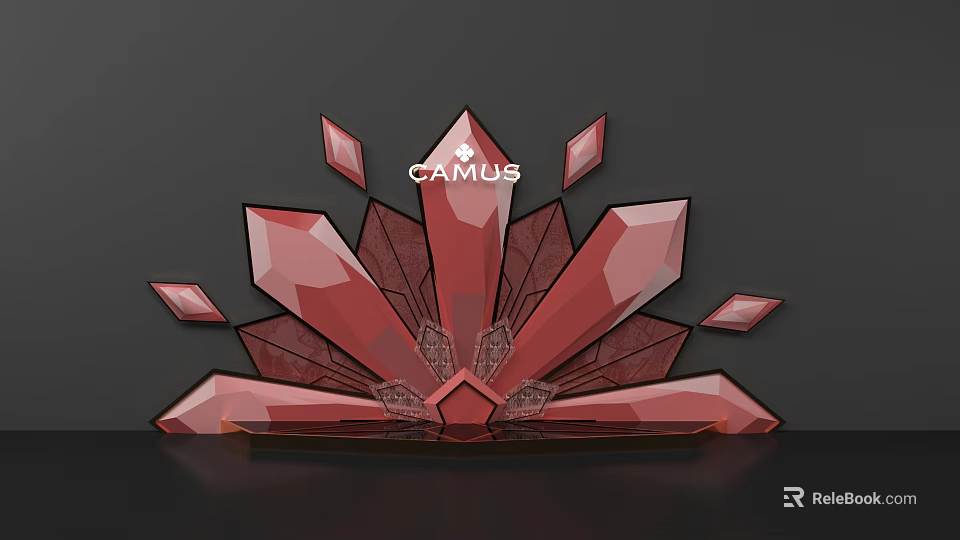 CAMUS Photo Check in Spot Featuring Red Geometric Crystal Decorative Structure 3d model