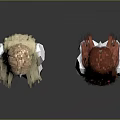 Game and Movie Character Head Models With Blonde and Red Long Hair Polygonal Design