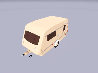 Cream Colored Towable Caravan With Windows And Exterior Design Features 3d model