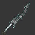 Sharp Red Blade Fantasy Weapon With Black Hilt And Unique Design
