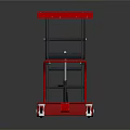 Red Portable Scissor Lift Table Cart With Black Frame And Wheels