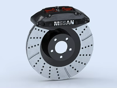 NEAN High Performance Brake Disc With Black Caliper Perforated And Slotted Design 3d model