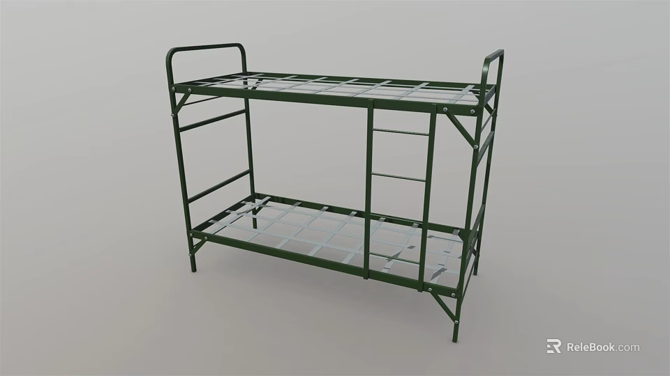 Metal Frame Bunk Bed Double Decker Design With Ladder For Dormitory And Small Space 3d model