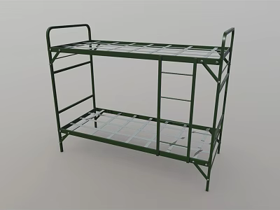 Metal Frame Bunk Bed Double Decker Design With Ladder For Dormitory And Small Space 3d model