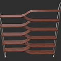 Wooden Wave Design Storage Shelf With Metal Frame And Multiple Layers 3d model