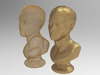 Elegant Golden Wire Mesh Human Head Torso Decorative Ornament Figurine Set 3d model