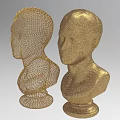 Elegant Golden Wire Mesh Human Head Torso Decorative Ornament Figurine Set