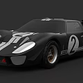 Classic Black Racing Car With White Stripes And Number 2 Exterior Design