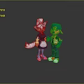 Animated Game Characters White Cat Yellow Gloves Apron And Orange Dog Green Hat Thumbs Up