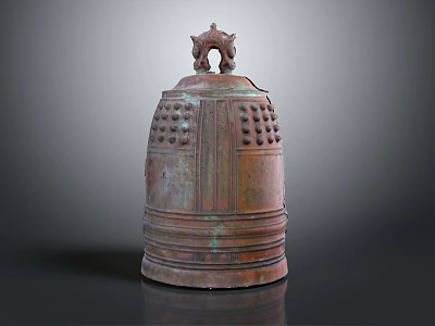 Vintage Bell Shaped Copper Decorative Ornament With Holes Stripes And Decorative Top For Home Decor 3d model