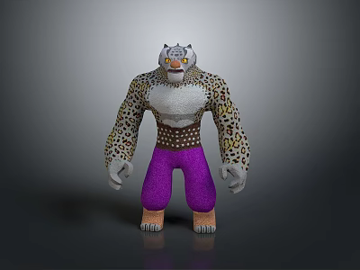 3D Animal Character Model With Spotted Upper Body Purple Pants And Orange Feet 3d model
