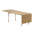 Modern Wooden Table With Metal Legs And Foldable Side Panel Design 3d model