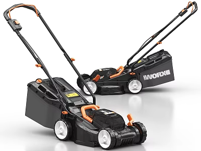Efficient Black Industrial Lawn Mowers With Orange Handles And White Wheels 3d model
